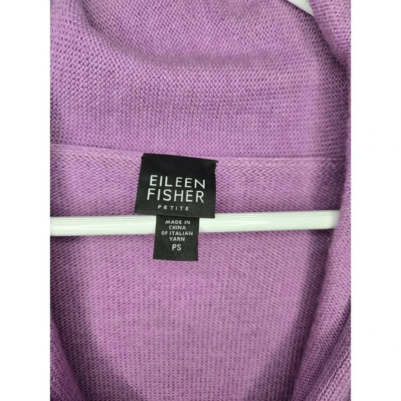 Eileen Fisher 100% Italian merino wool vneck purple pullover sweater PS. - Picture 6 of 8